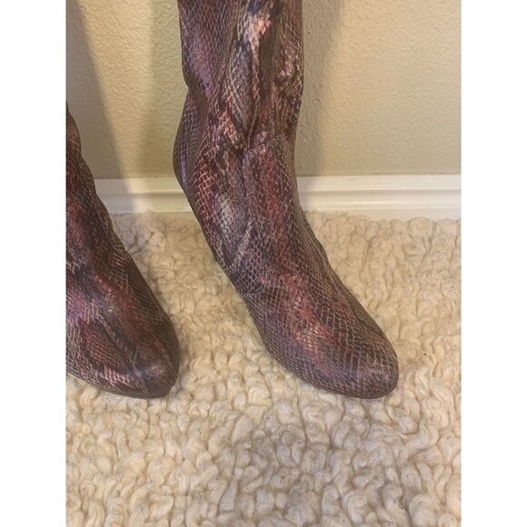 CARLOS Santana Challenge snakeskin Knee High Boots Size 6.5 - Picture 4 of 11